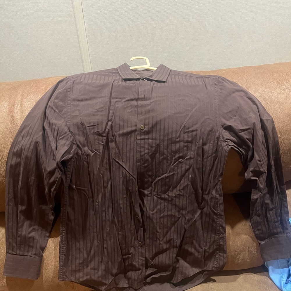 Perry Ellis Dark Brown Casual Button Down Shirt